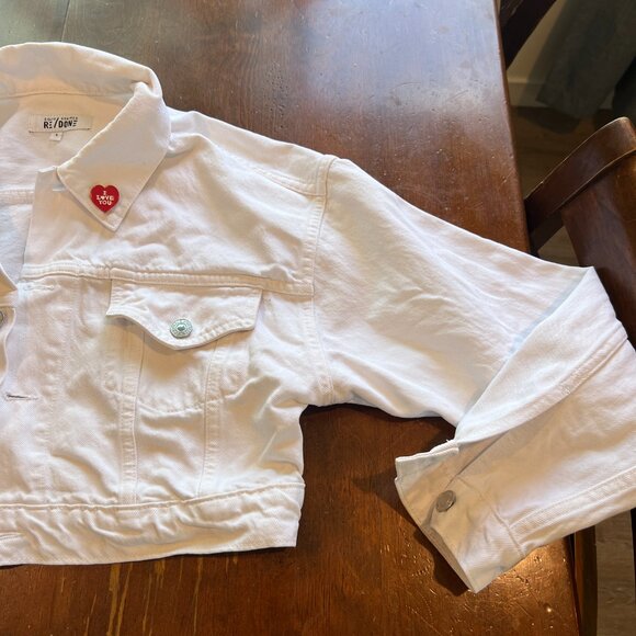 Solid & Striped x Re/Done Hollywood white cropped denim jean jacket Size S - Picture 7 of 11
